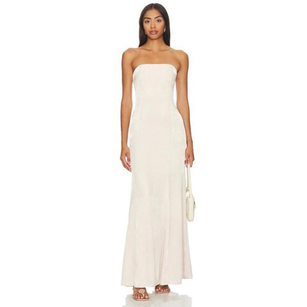 Lovers and Friends Micah Gown in Champagne Beige maxi